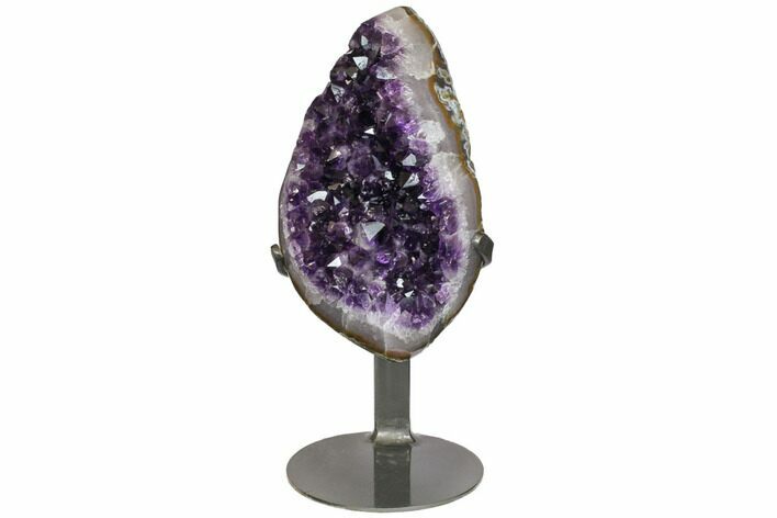 Amethyst Geode Section With Metal Stand - Uruguay #152220